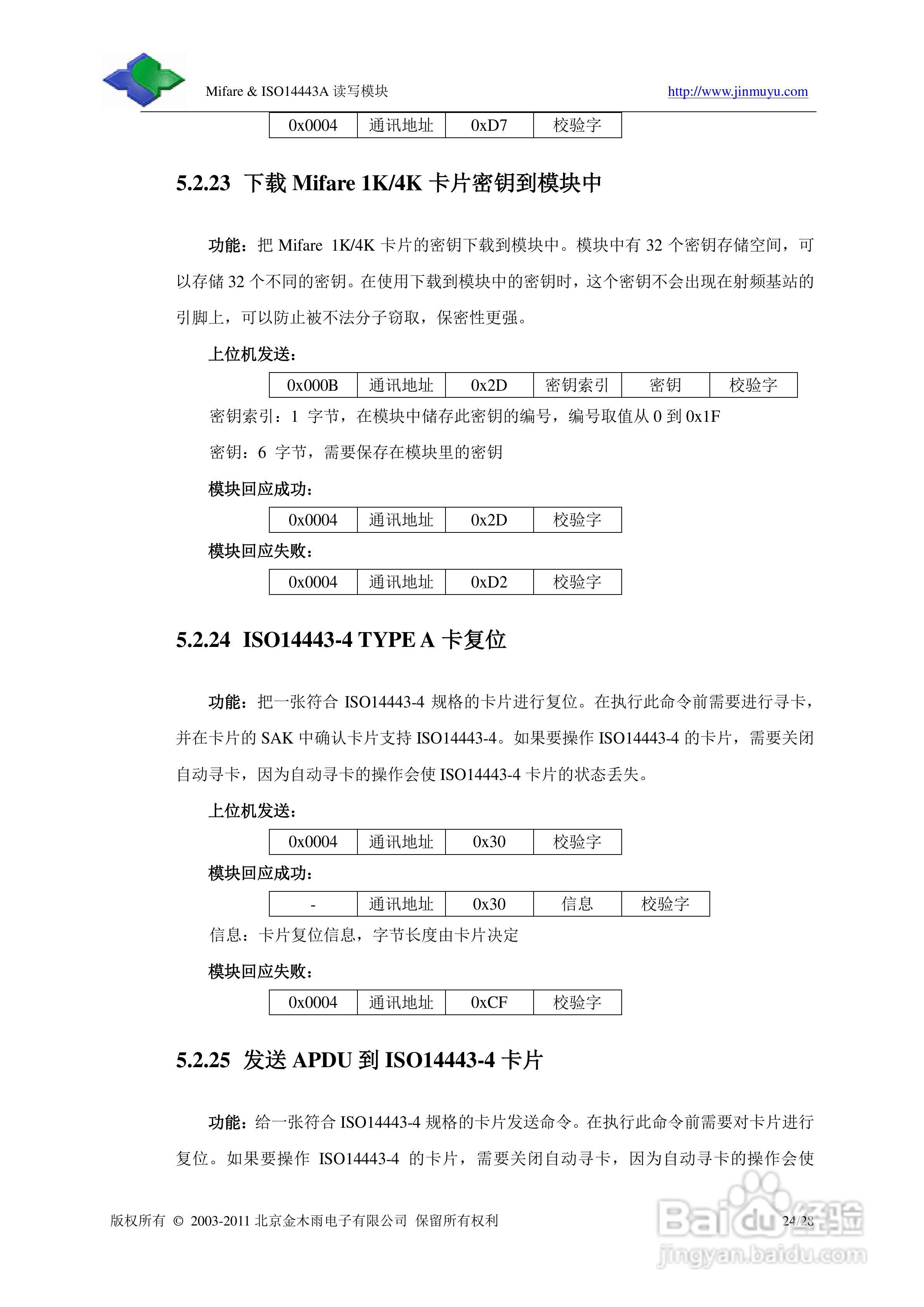 金木雨JMY501D非接触IC卡读卡模块用户手册:[3]