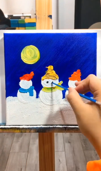 儿童水彩雪人怎么画