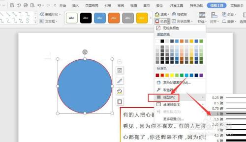 WPS文档中怎样给插入的形状添加轮廓