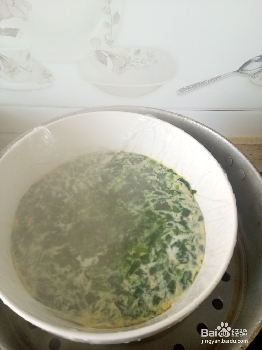 菠菜鸡蛋糕（保鲜膜版）