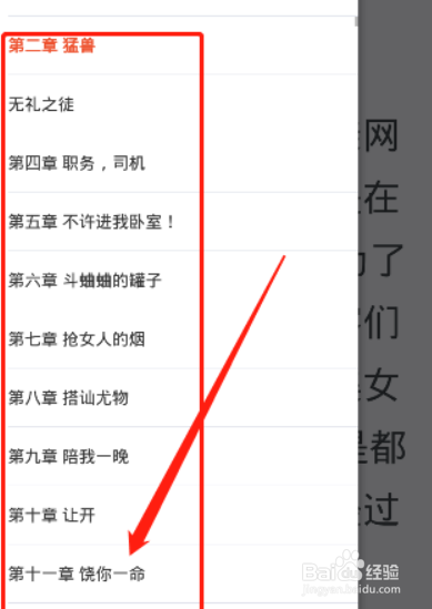 奇迹小说怎么选章节