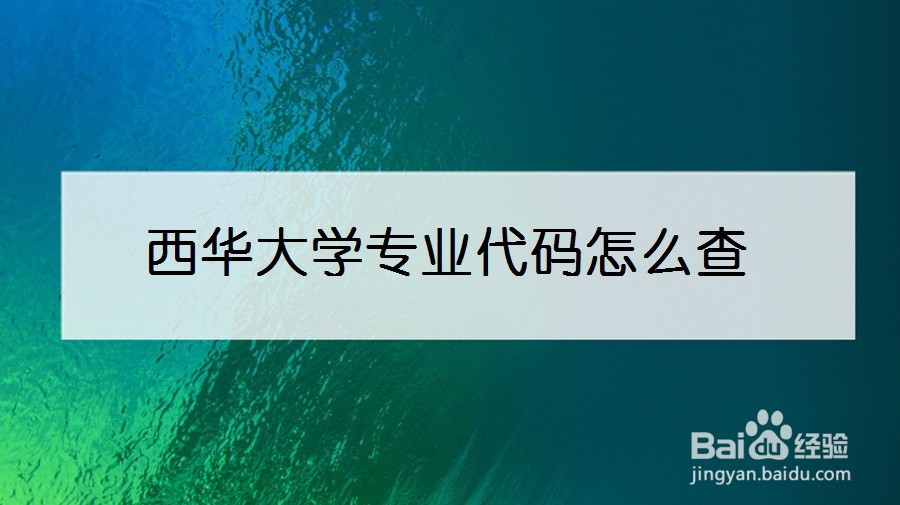 西华大学专业代码怎么查