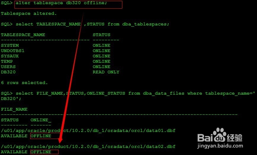 Oracle 数据文件转移：[1]表空间