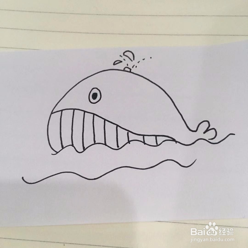 简单画鲸鱼在喷水