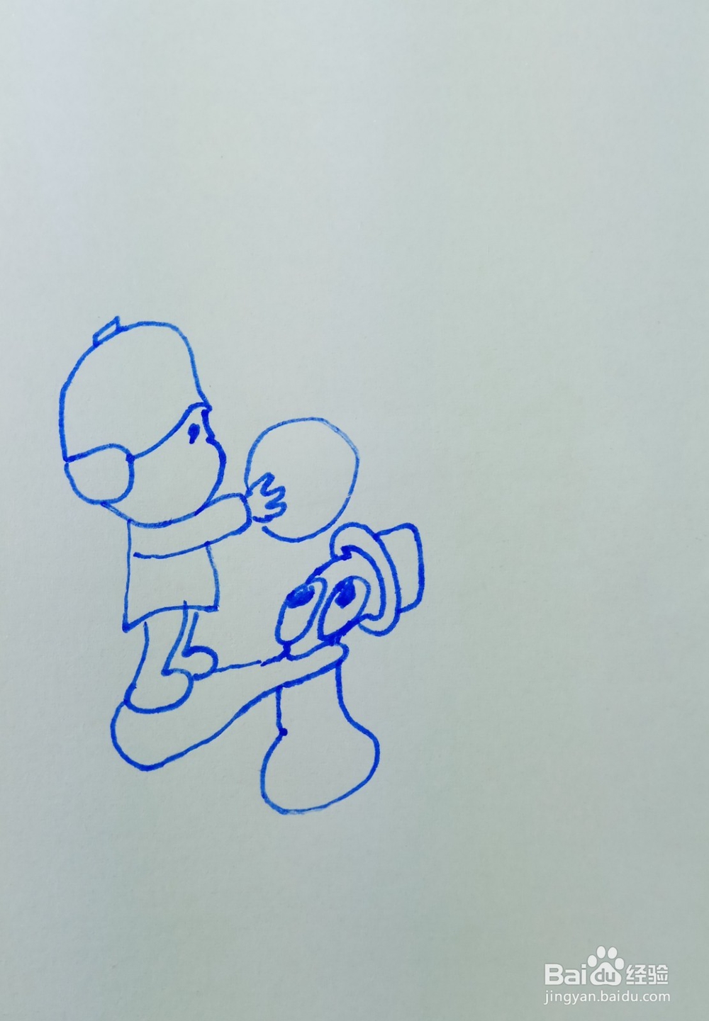 怎样画儿童简笔画小p优优站在巴特尔的嘴巴上？