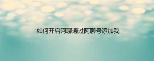 如何开启阿聊通过阿聊号添加我