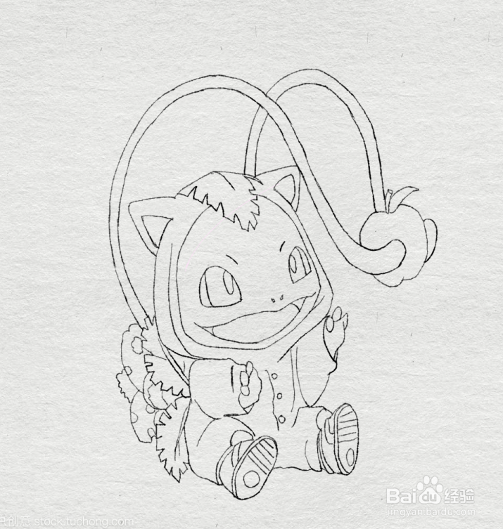 如何画神奇宝贝妙娃花的简笔画