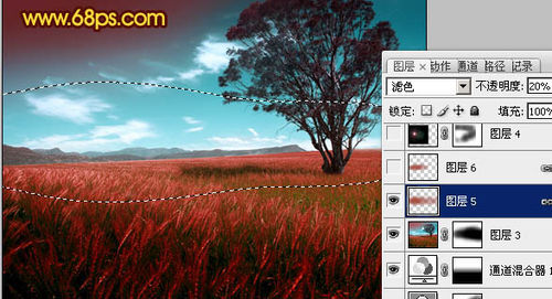 Photoshop调出风景图片暗红的黄昏色
