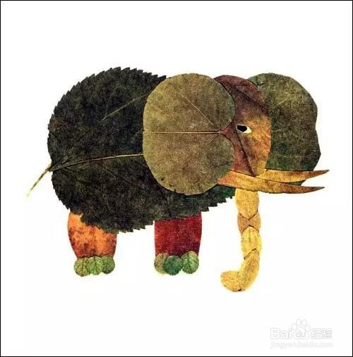 树叶做动物简单图片