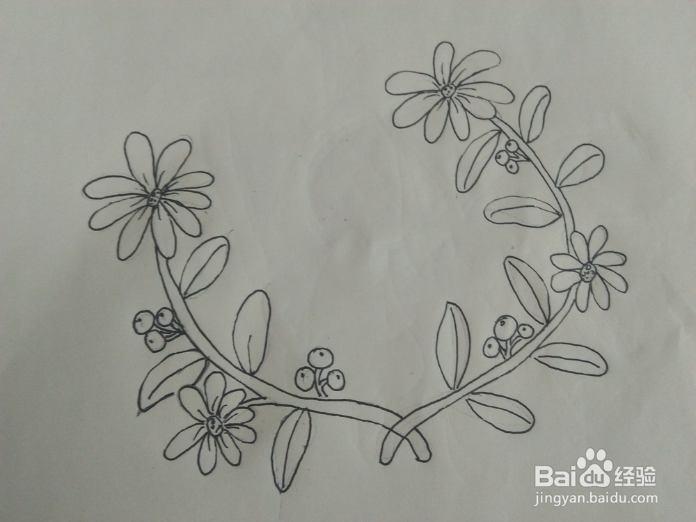 手账花边之清新的花环怎么画