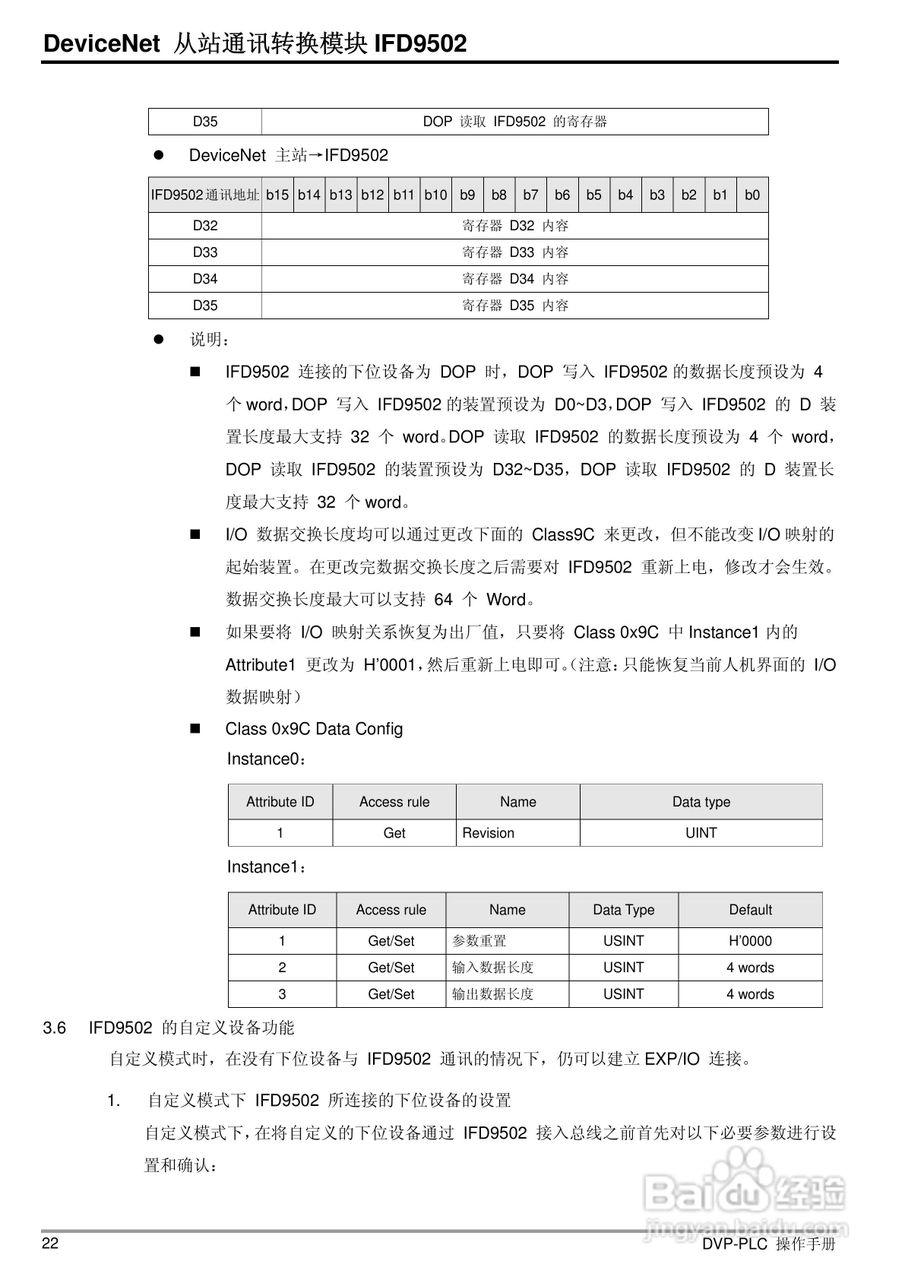 台达IFD9502 DeviceNet 从站通讯转换模组操作手册:[3]