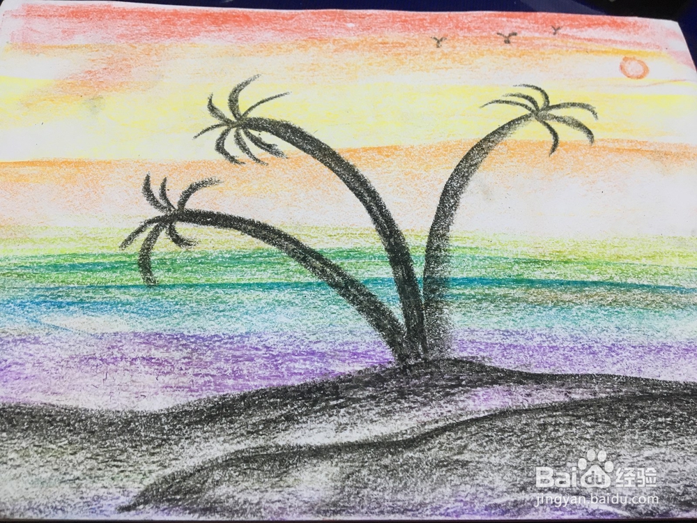 幼儿简笔画、油画棒风景画的画法