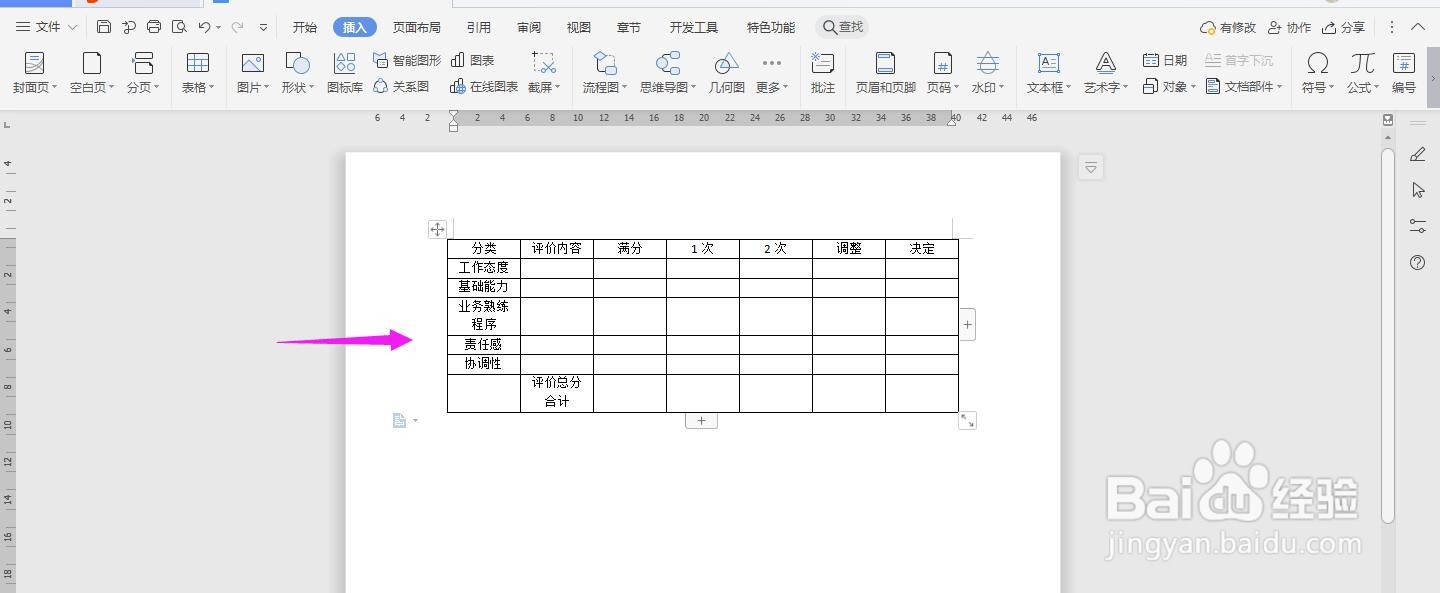 WPS2019 Word怎么制作技术单位的人事考绩表