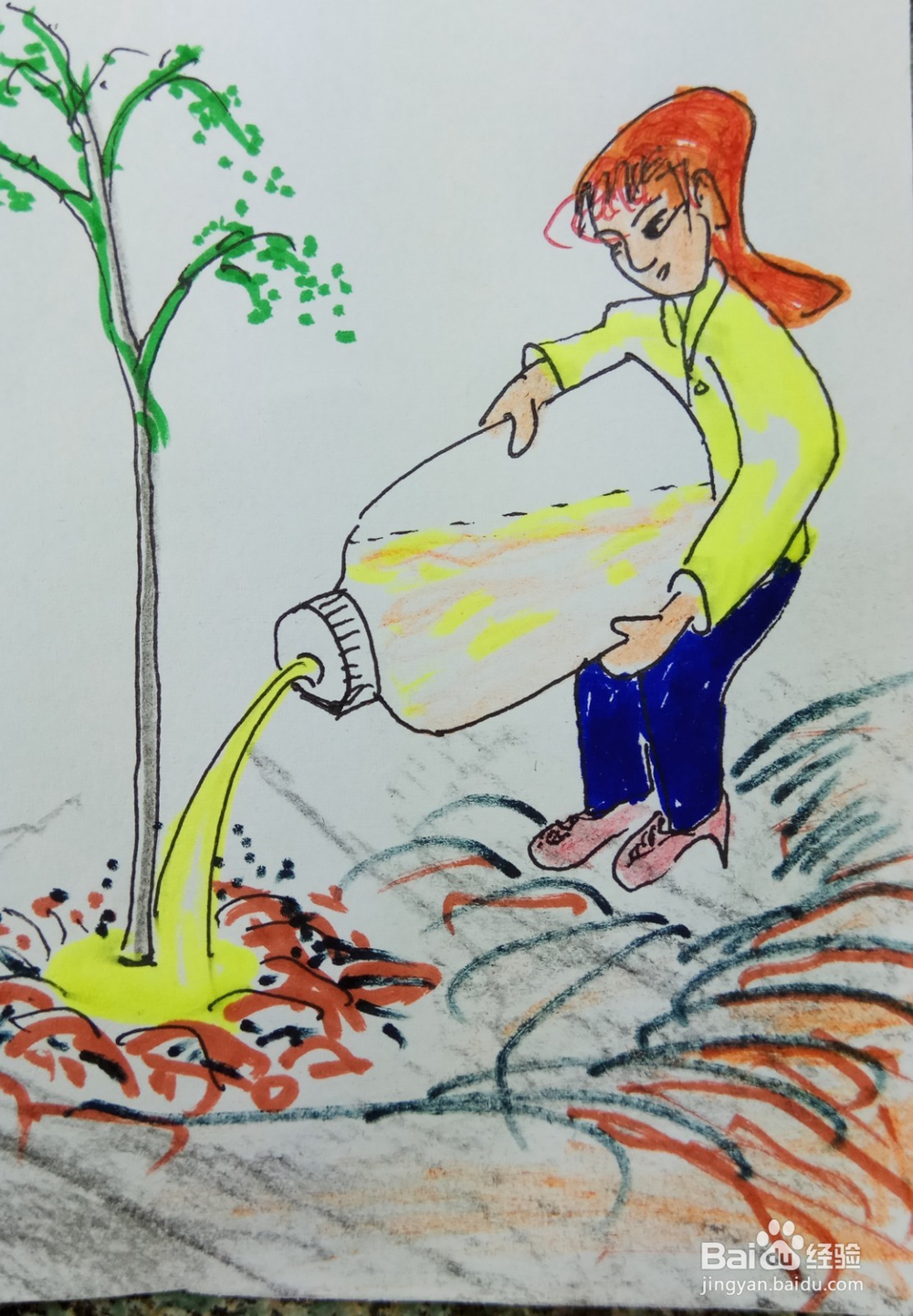 怎样画儿童简笔画植树节植树？