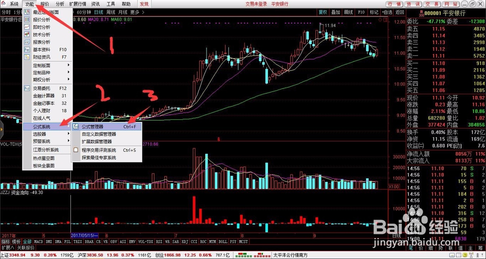 通达信板面上如何显示资金流向