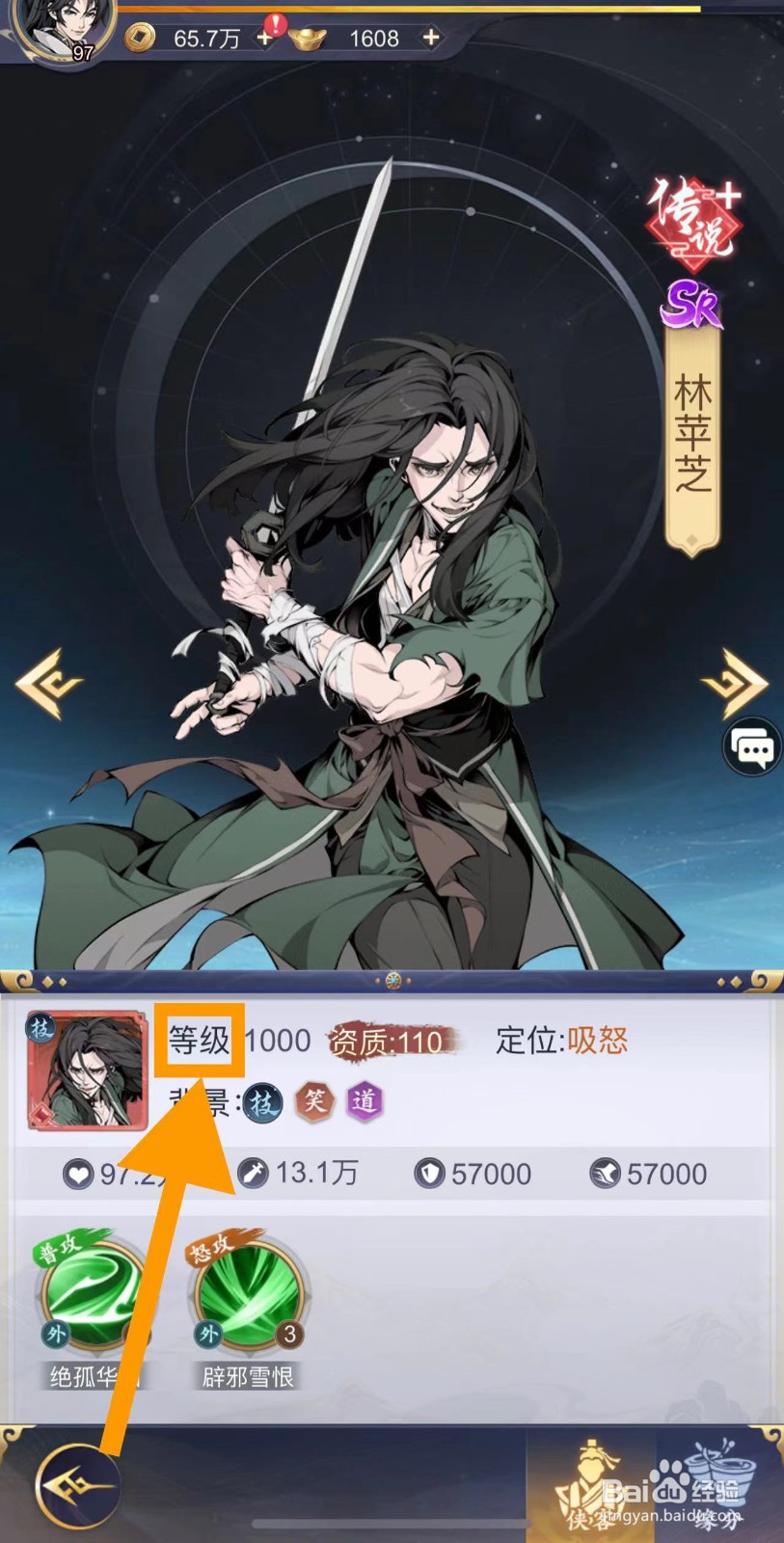 雪刀群侠传怎么查看林苹芝的等级