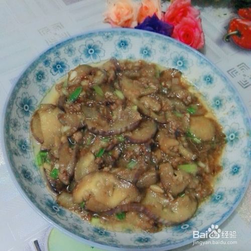 花茄子炒肉末的家常做法 百度经验