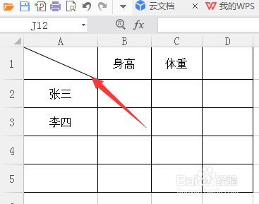 excel表格画斜线并添加文字