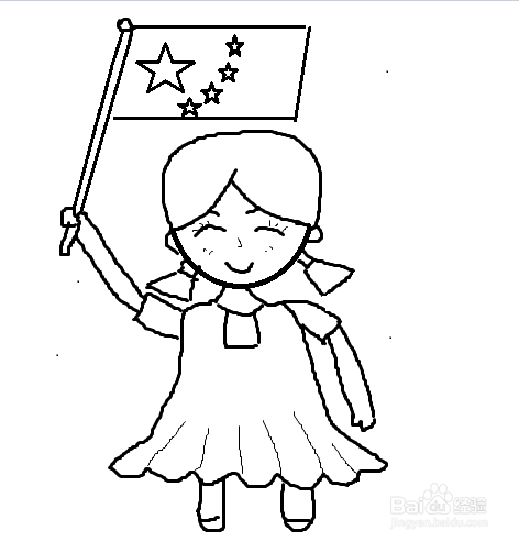 国旗简笔画小孩图片