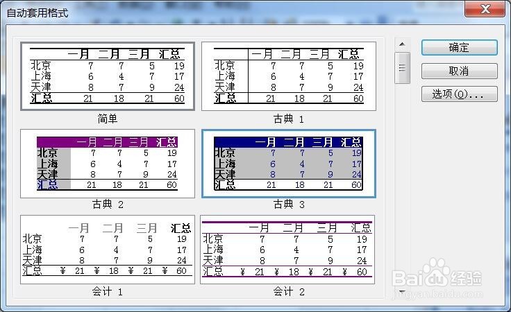 如何使用excel2003自带格式快速的给表格加格式