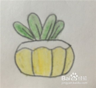怎么画一个南瓜形的盆栽简笔画