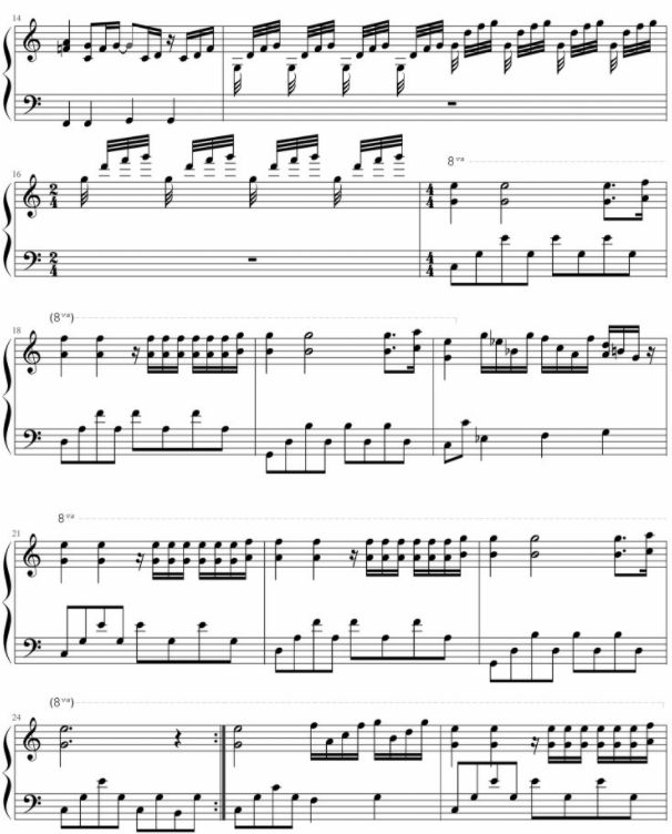 求钢琴简谱《水边的阿狄丽娜》