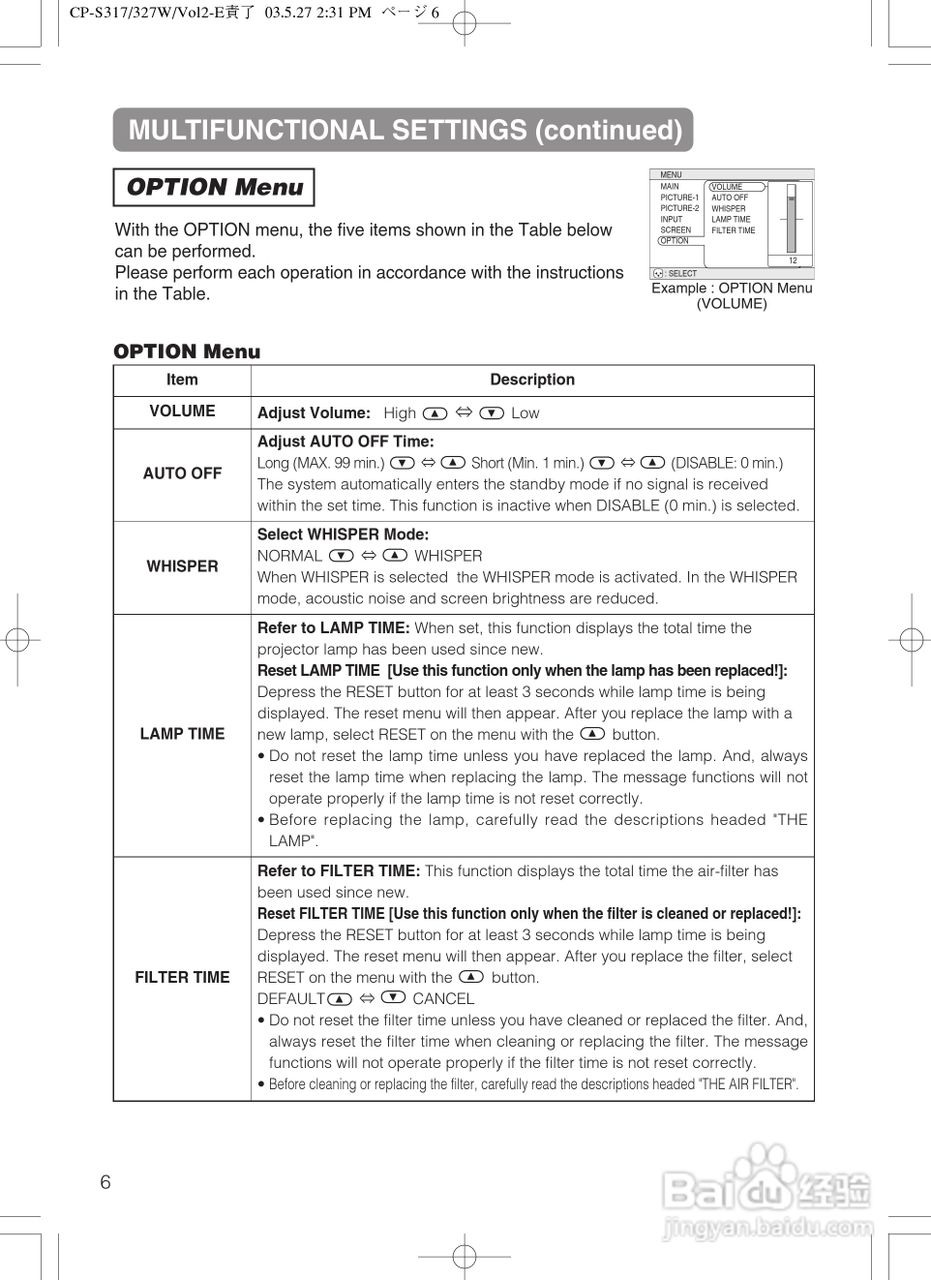 HITACHI CP-S318/CP-X328投影仪使用说明书:[4]
