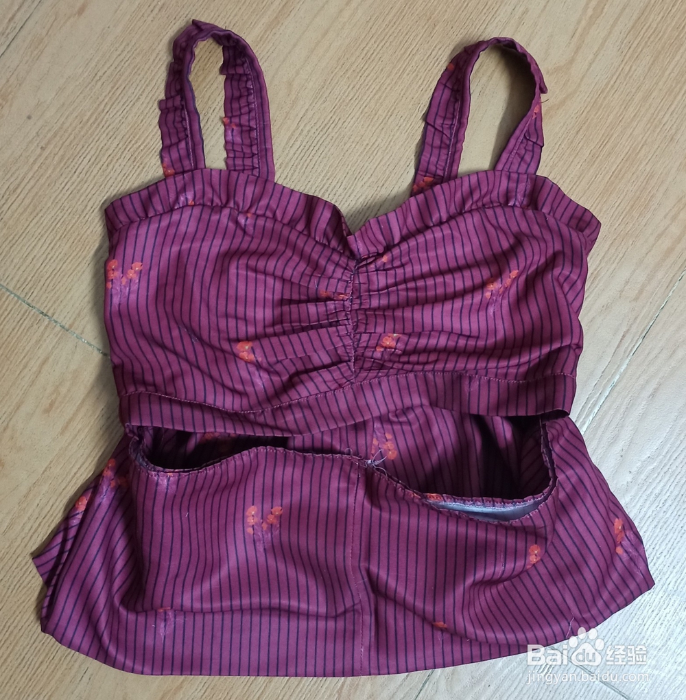 程太太做手工之——如何制作红色露胃吊带小背心