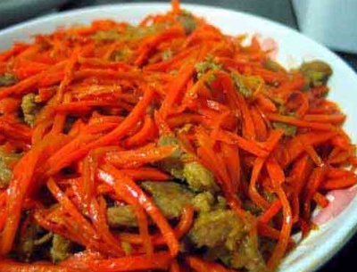 图解胡萝卜炒肉的做法