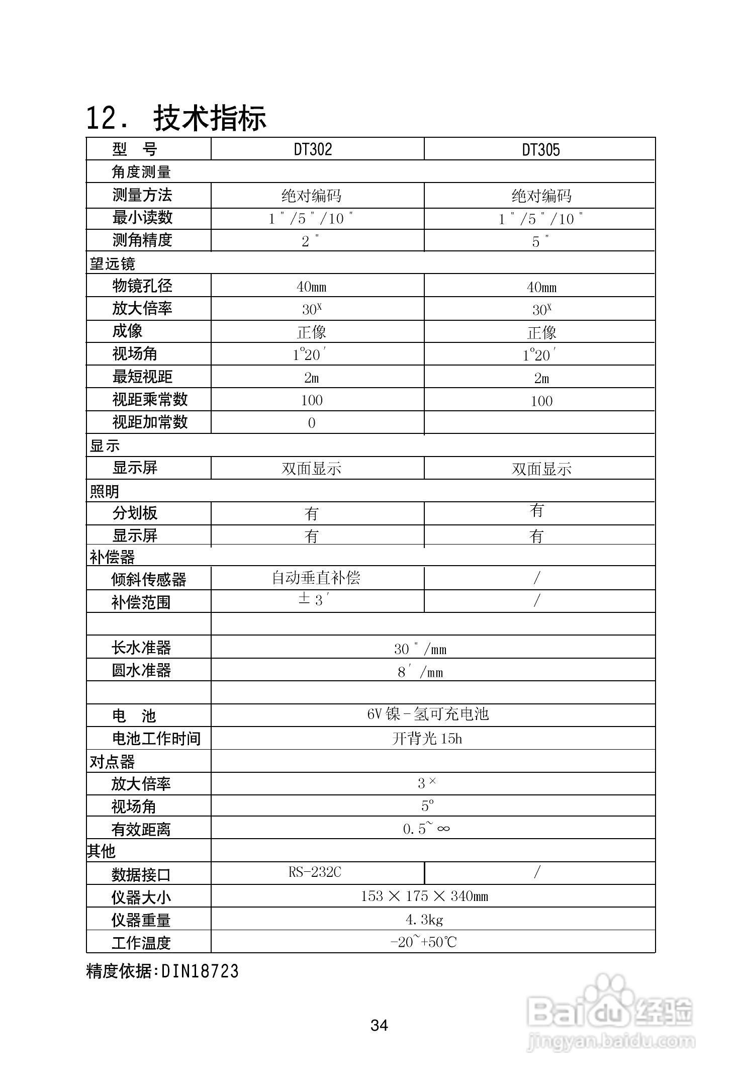 一光电子经纬仪DT305使用说明书:[4]