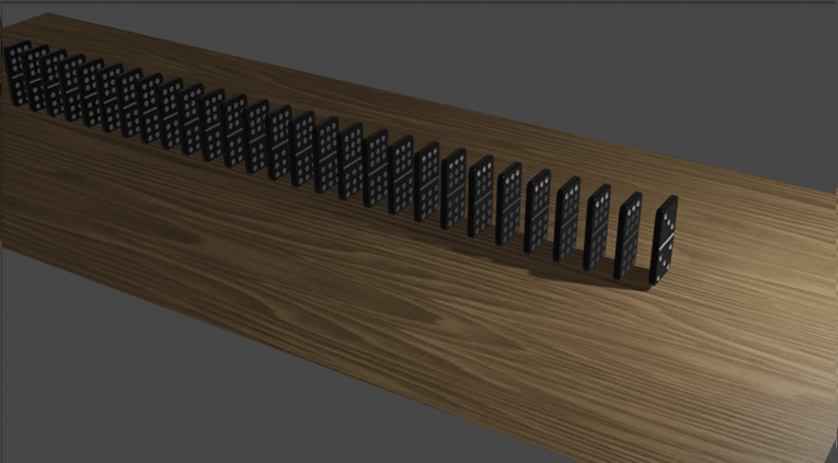 在blender2.9如何制作多米诺骨牌接龙倒下动画