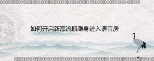 如何开启新漂流瓶隐身进入语音房