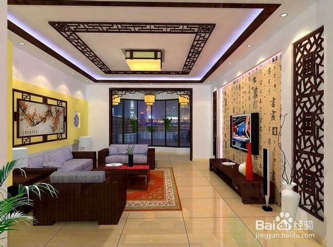 2014极具别致雅韵的中式客厅装修效果图