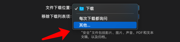 Mac上Safari如何修改文件下载位置？