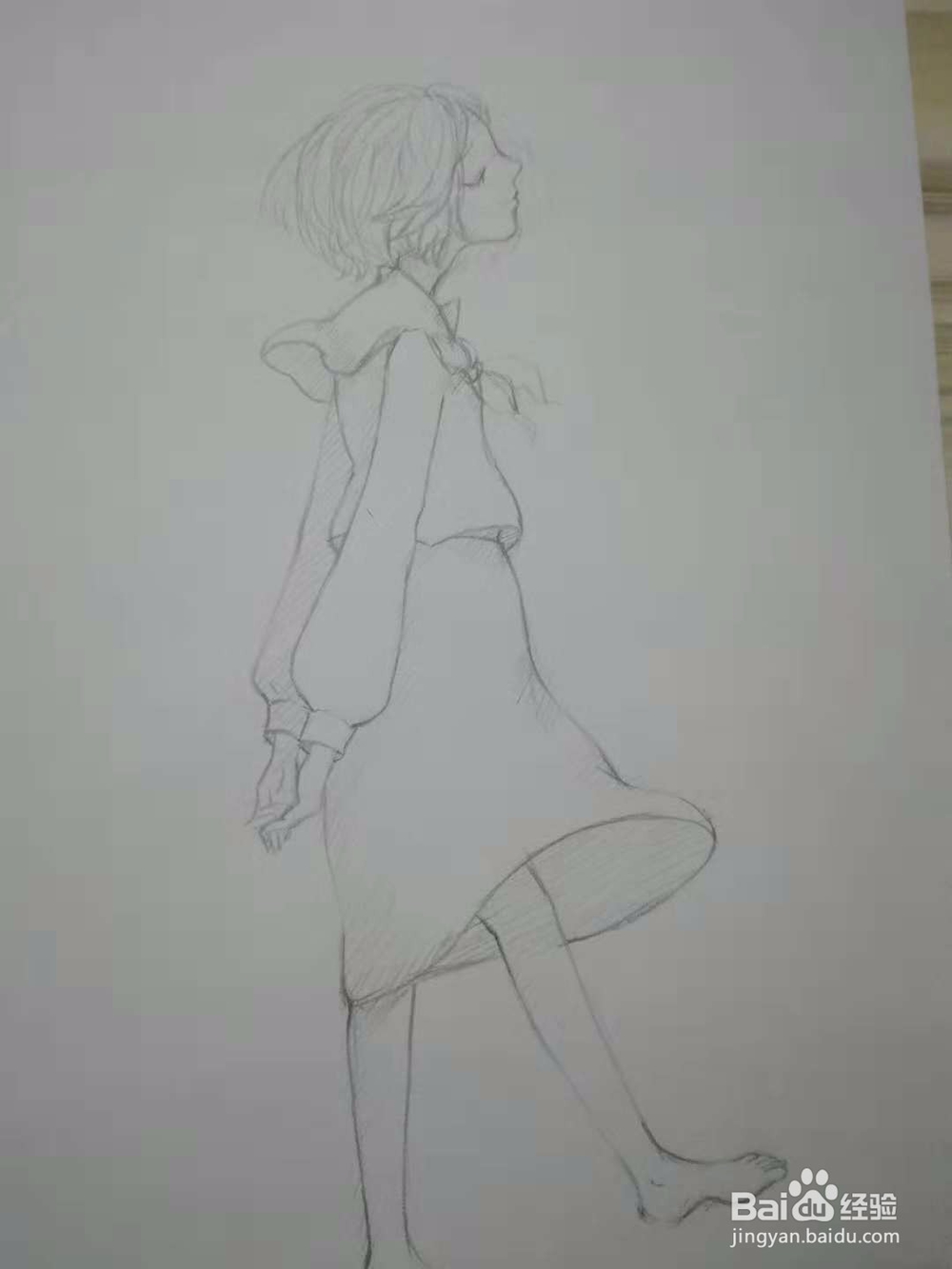 《迎风少女》手绘漫画人物插画线稿教程