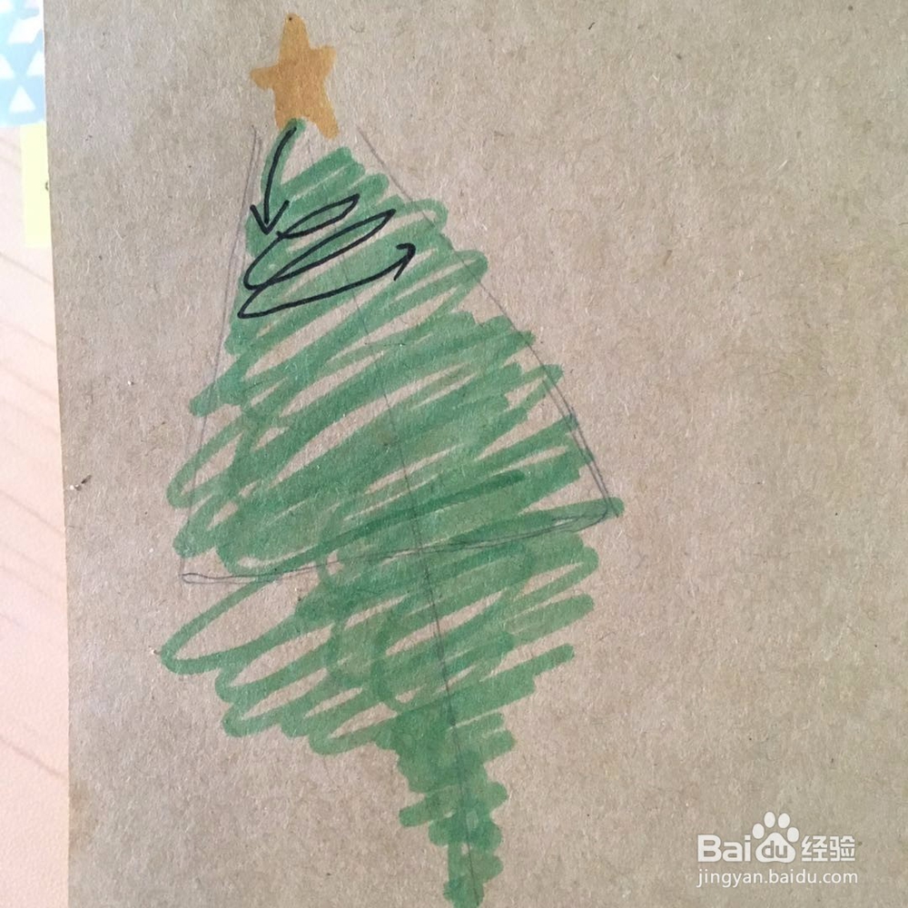 简单小清新圣诞树的画法