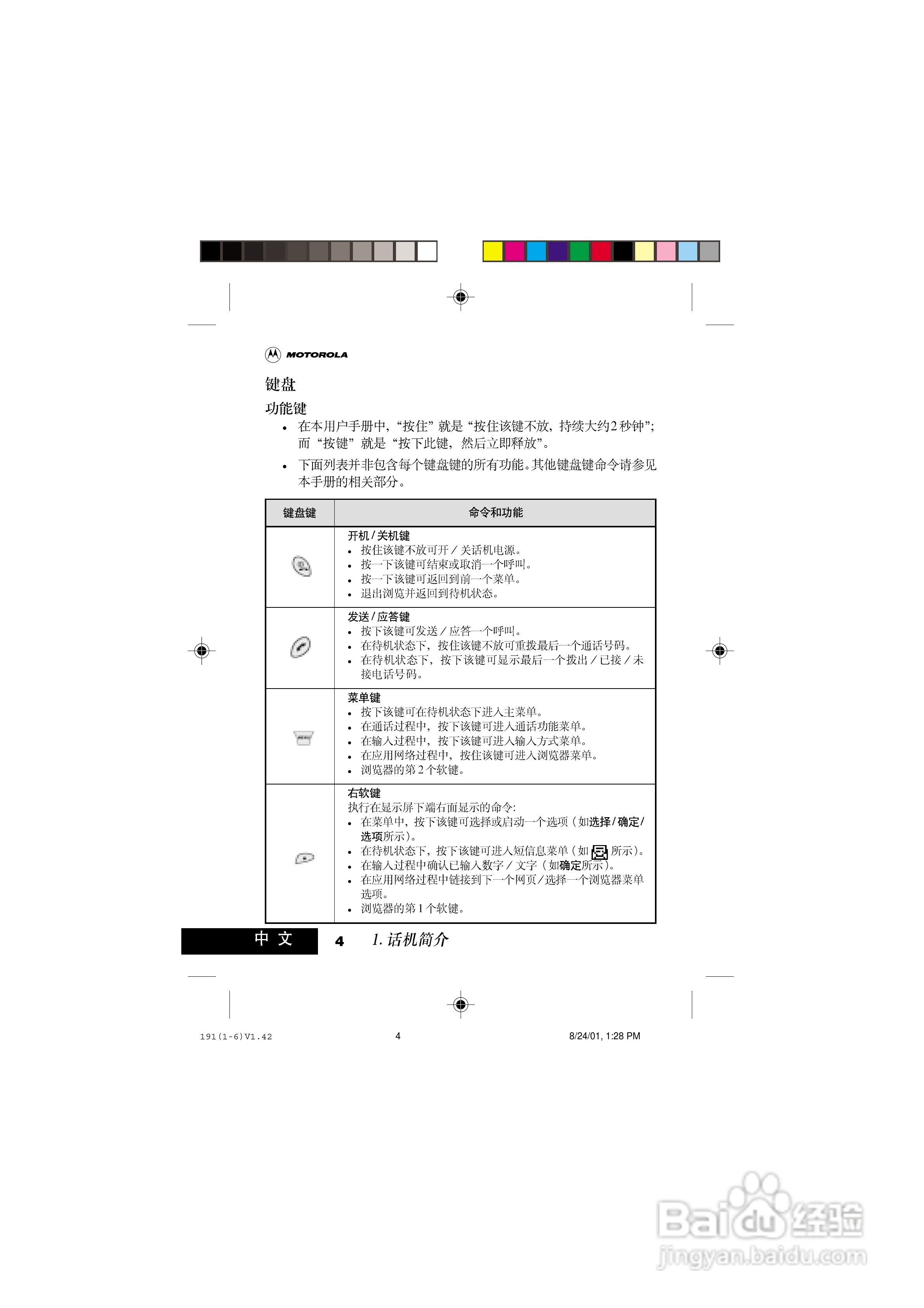 摩托罗拉T191手机使用说明书:[2]