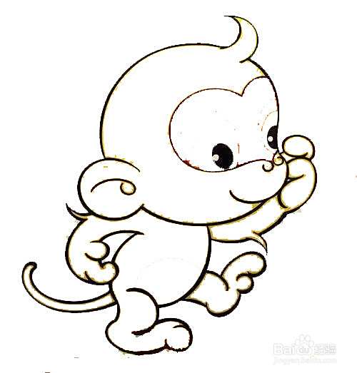 彩色猴子宝宝的画法
