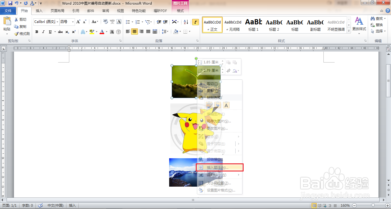 Word 2010中图片编号自动更新