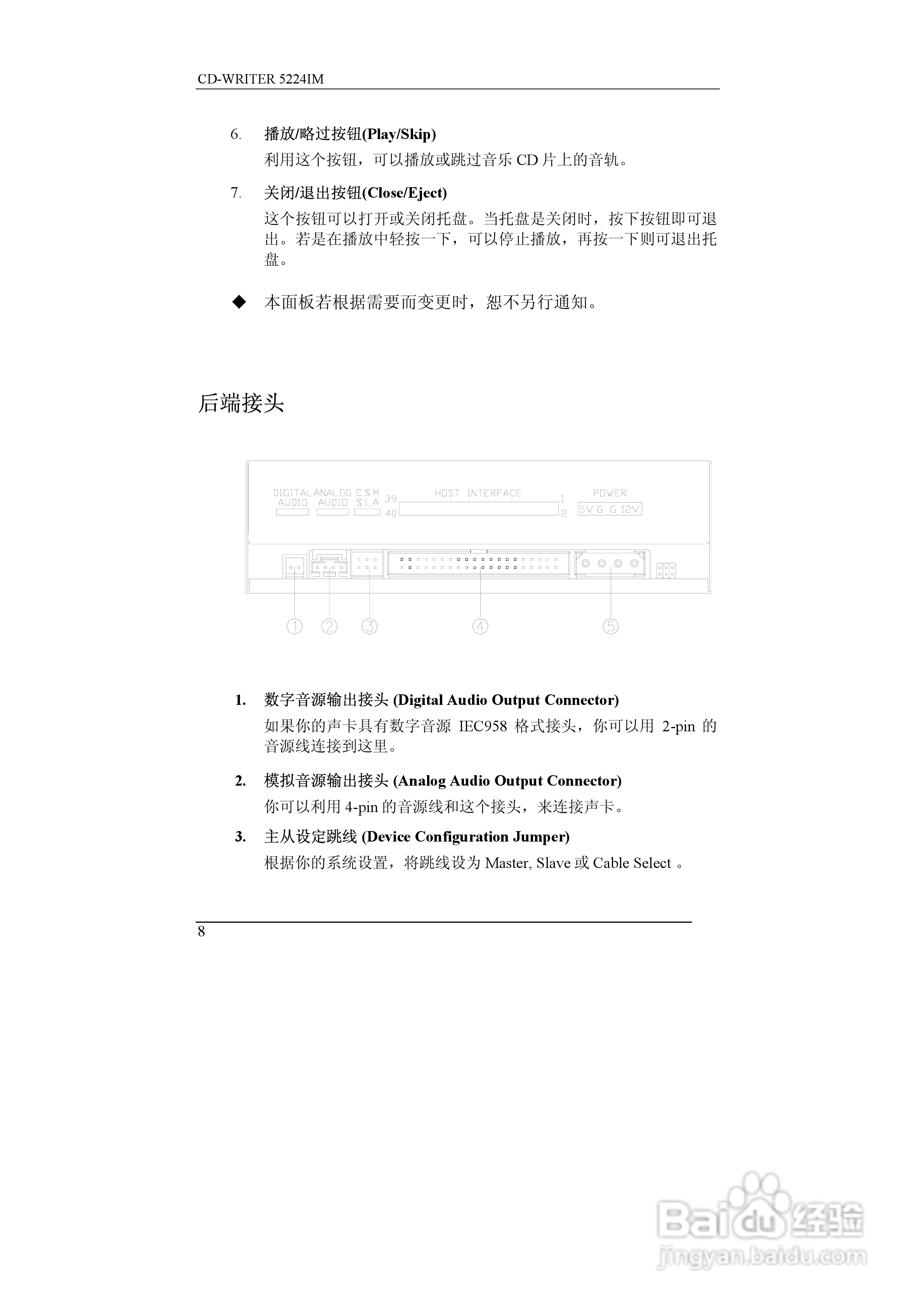 英群BCE 5224IM CD-R/RW驱动器使用说明书