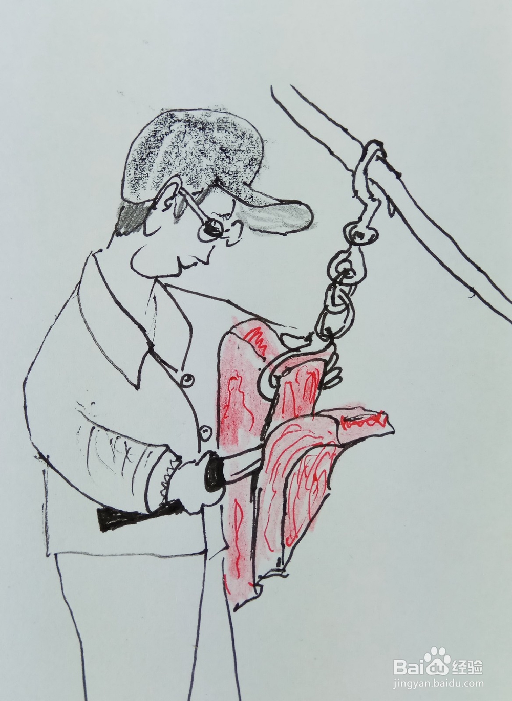 怎样画简笔画“割猪肉”?