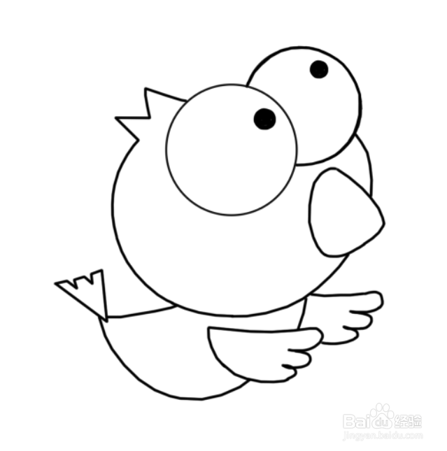 一只大眼睛的鸟儿的简笔画