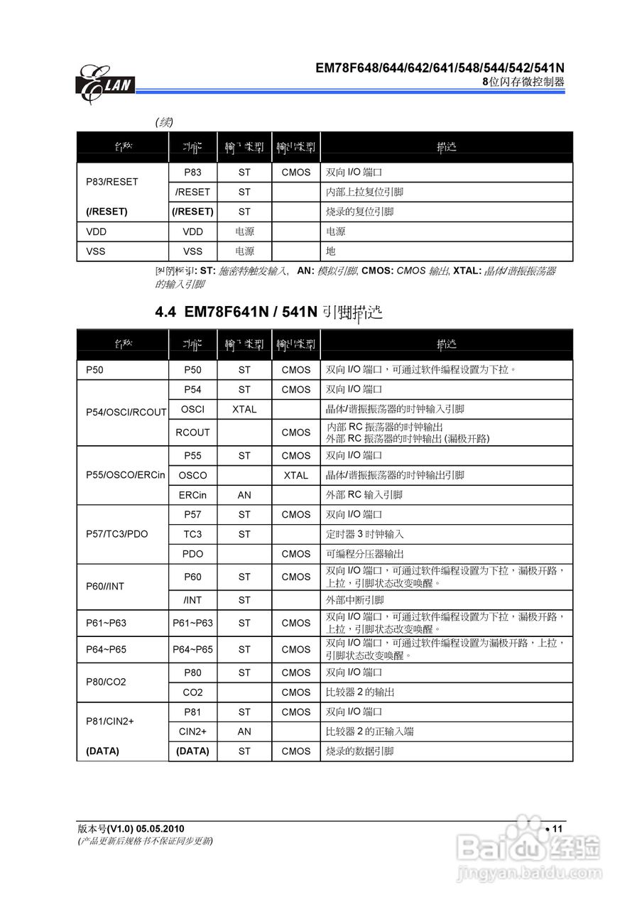 EM78F 8位闪存微控制器说明书:[3]