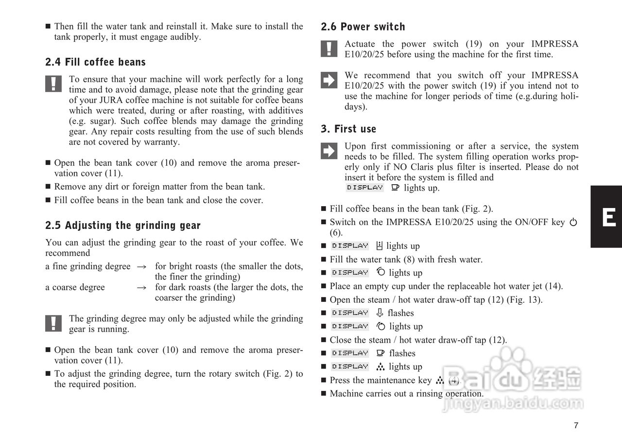 JURA IMPRESSA E25咖啡机使用手册:[1]