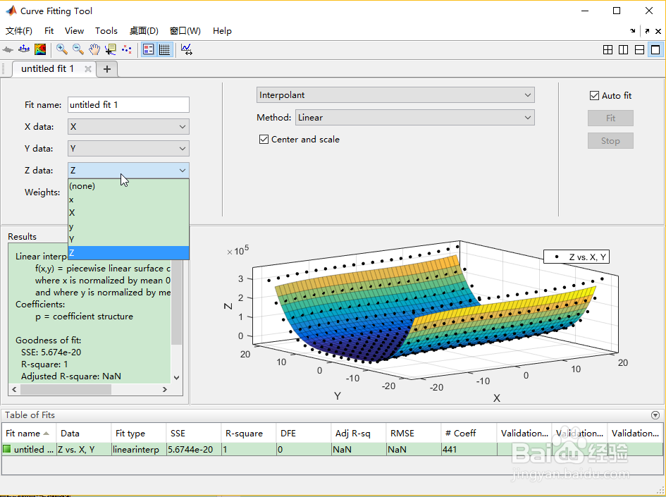 用Matlab曲面拟合工具箱curve fitting曲面拟合