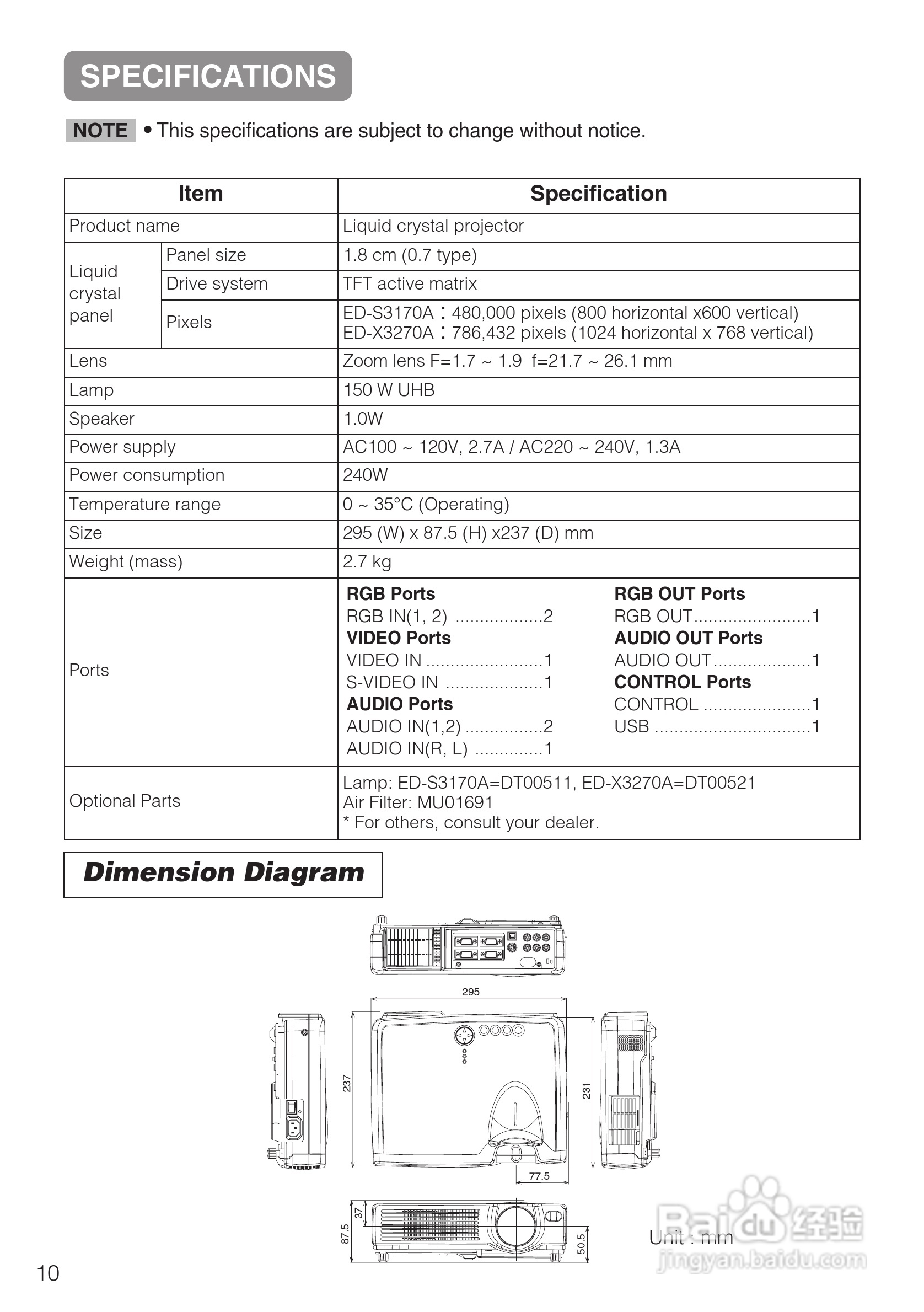 日立 ED-X3270A投影机说明书:[4]
