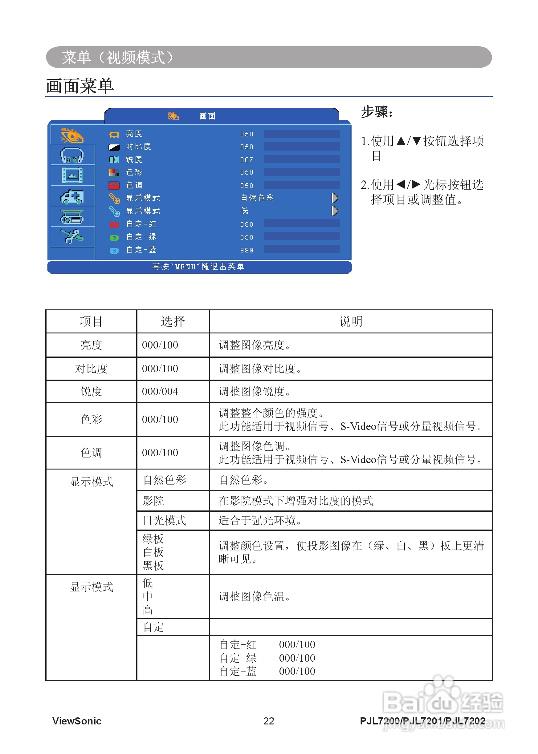 优派PJL7200投影机使用说明书:[3]