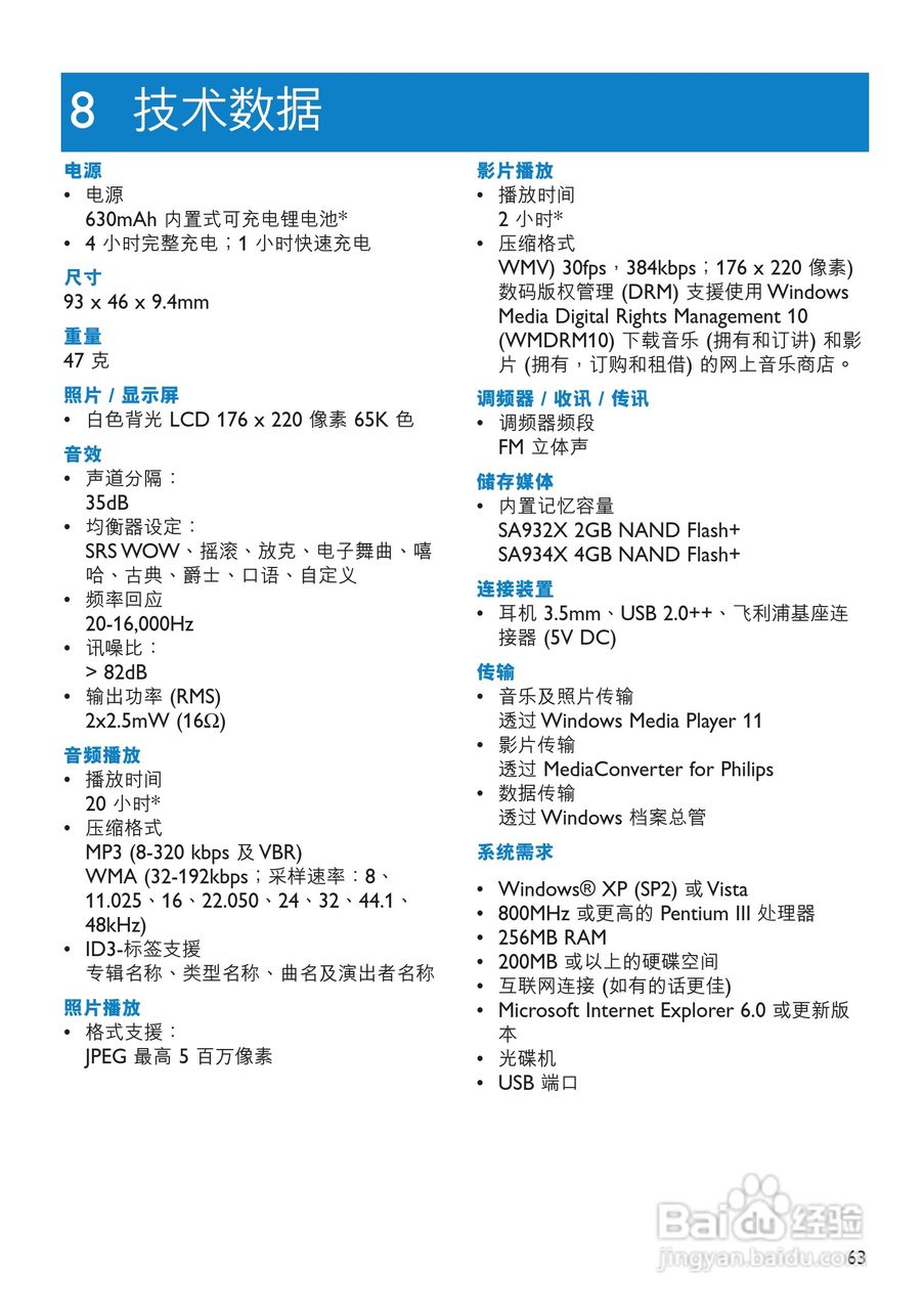 飞利浦SA9324闪存音频视频播放机使用说明书:[7]