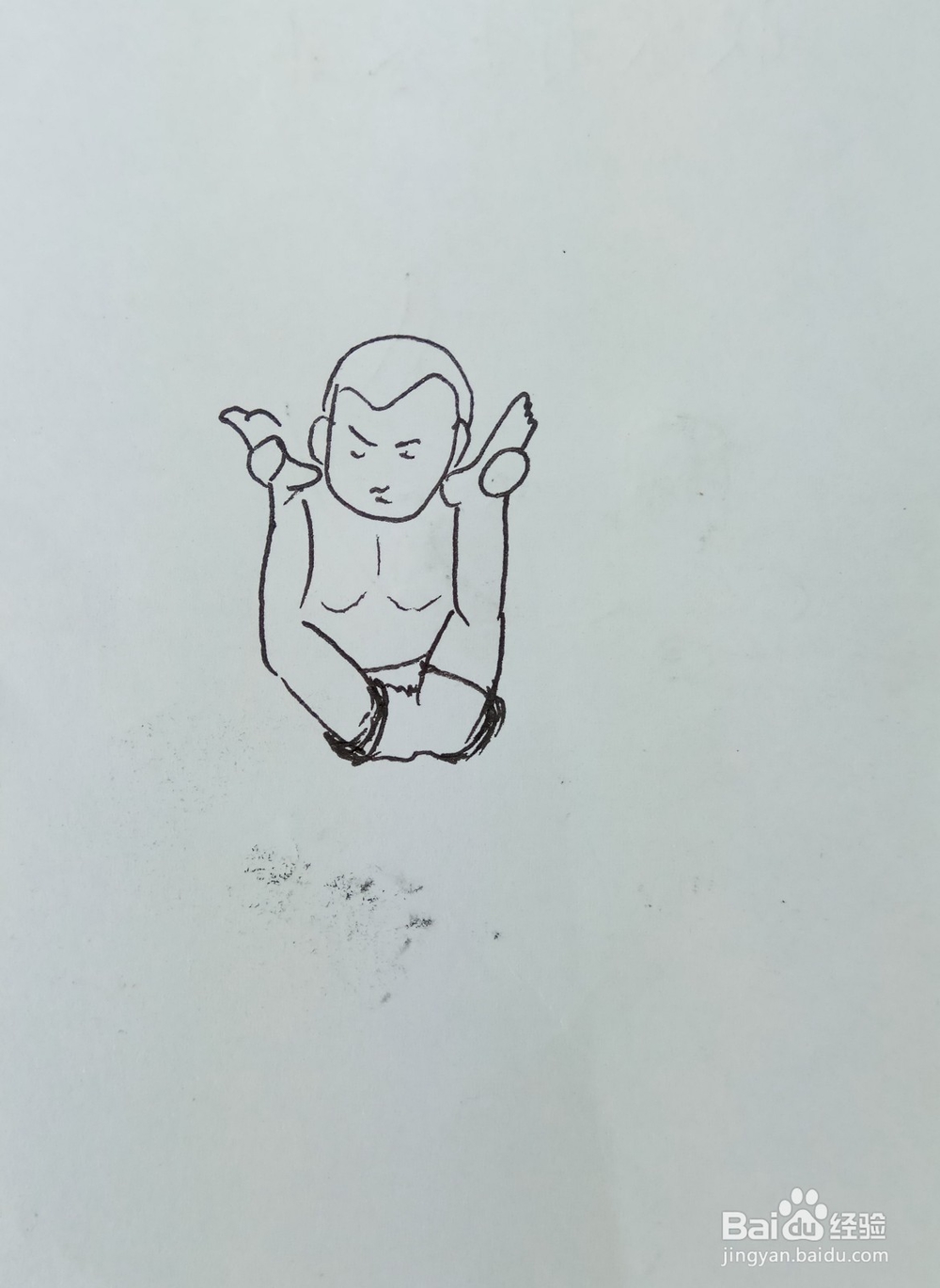 怎样画儿童简笔画“健身运动之足根击脸部”？