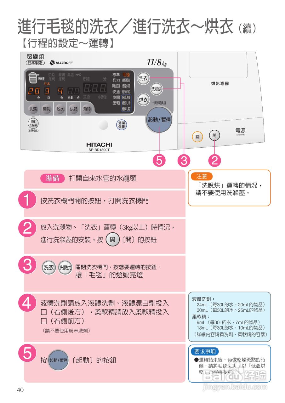 日立SF-BD1300TR 洗衣机使用说明书:[4]